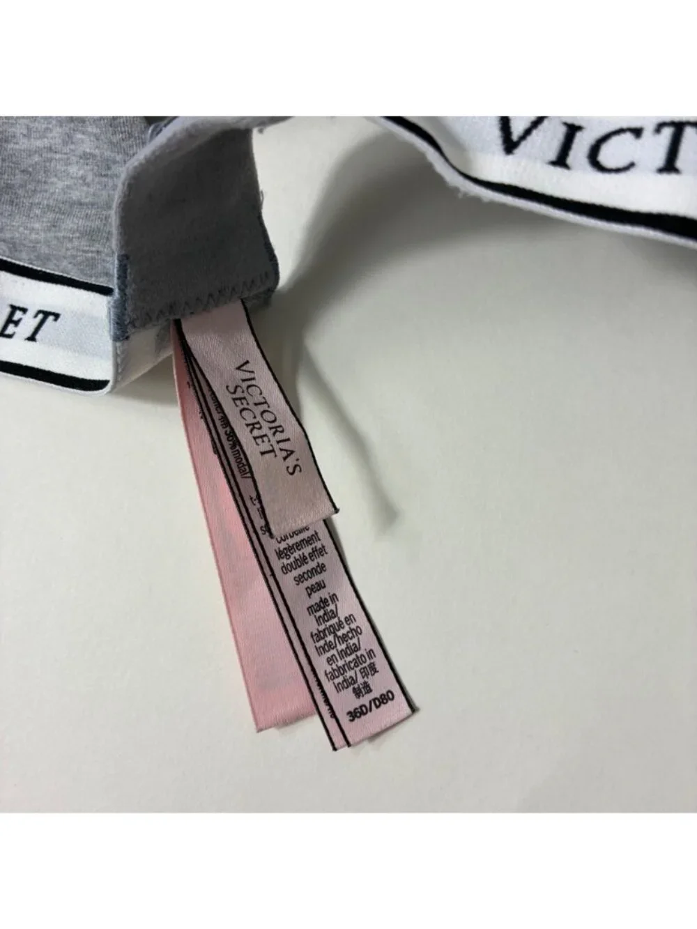 Victoria’s Secret Lightly Lined Demi Bra Gray 36D Logo Band T-Shirt